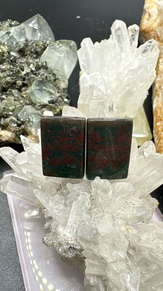 12.30ct 15.01x10.72mm Natural Blood Stone Pair