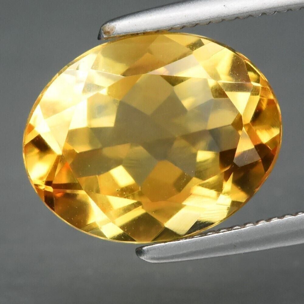 2.28ct 10x8mm VS Oval Natural Yellow Citrine Gemstone, Brazil