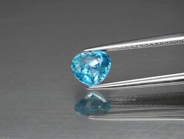 1.69ct 6.7x6.2mm VS Heart Natural Gentle Heat Blue Zircon, Cambodia