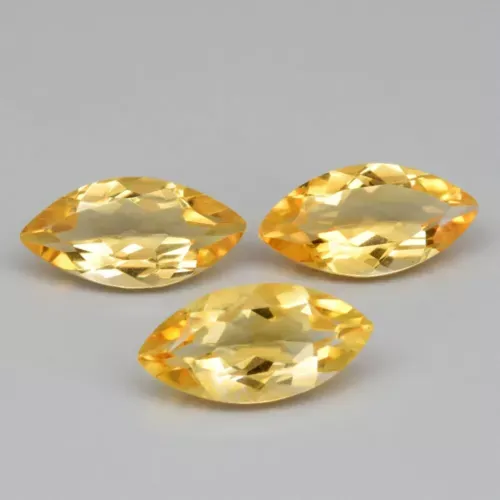 3pcs Lot 8.40ct t.w VS Marquise Natural Yellow Citrine Gemstone, Brazil