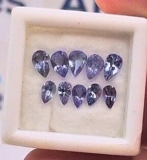 3.02ct 6x4 to 5x3mm 10pcs Lot Pear Natural Violet Blue Tanzanite