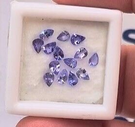 1.80ct 4x3mm 14pcs Lot Pear Natural Violet Blue Tanzanite