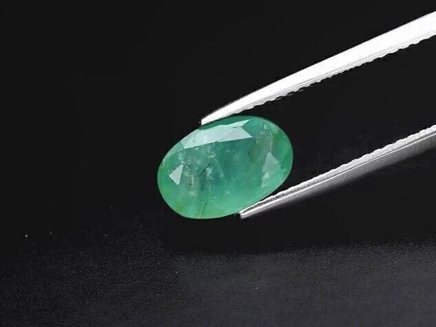 1.77ct 9.7x6.4mm Oval Natural Green Emerald, Zambia