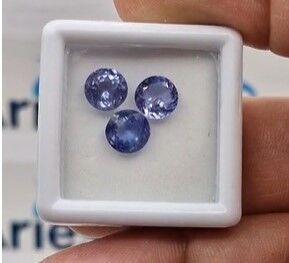 3.22ct 6.5mm 3pcs Lot Round Natural Tanzanite