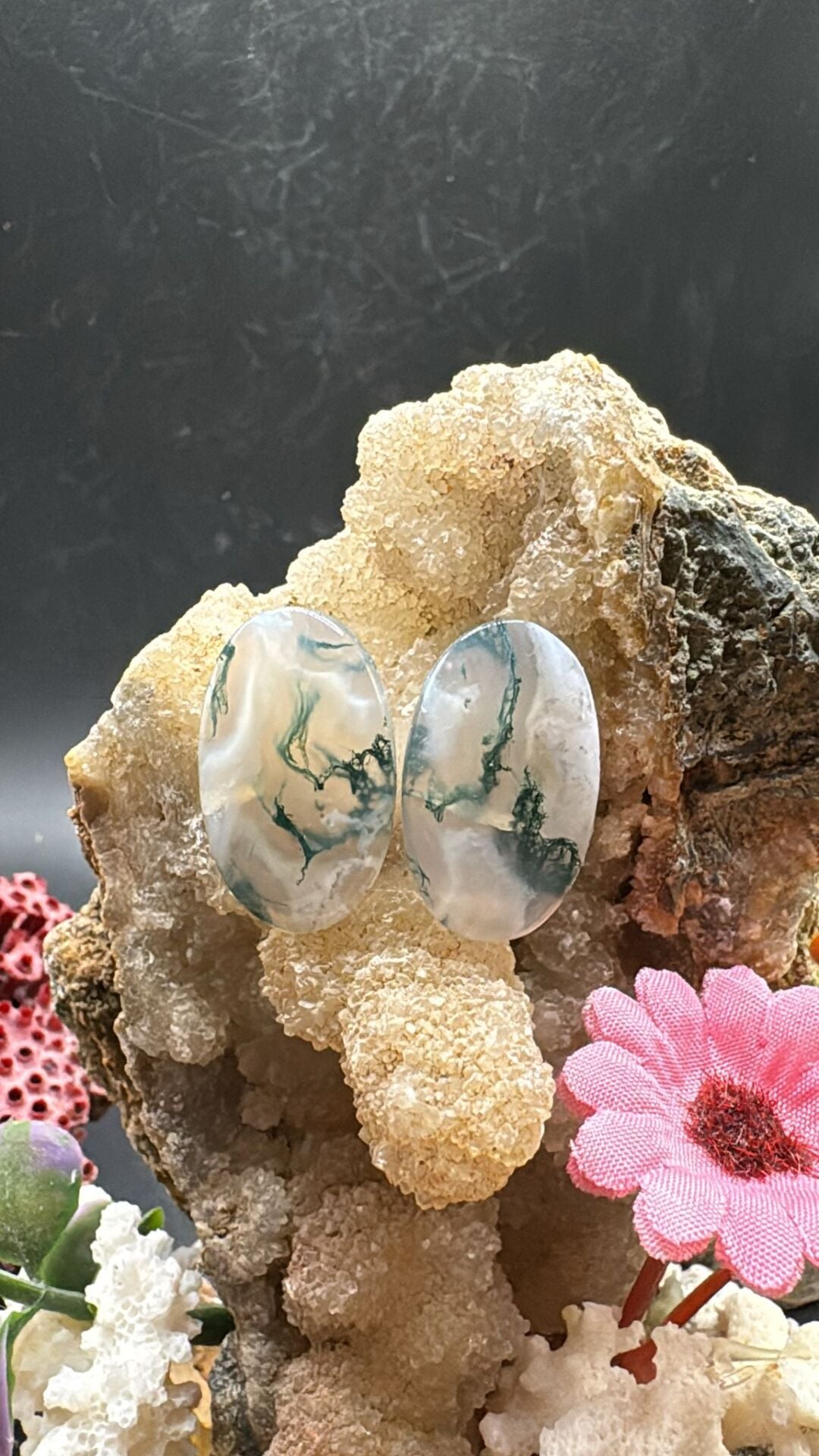 21.40ct 22x13,6 mm Natural Moss Agate Pair