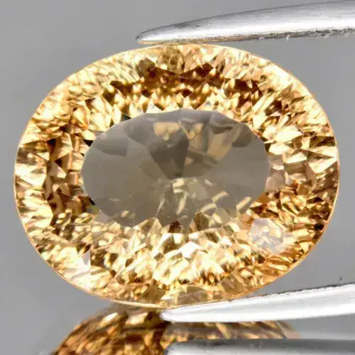 15.57ct 17x13.5mm VVS Oval Concave Natural Champagne Topaz Gemstone, Brazil