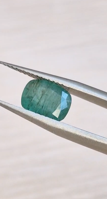 2.11ct 8.8x6.4mm Cushion Natural Emerald Zambia