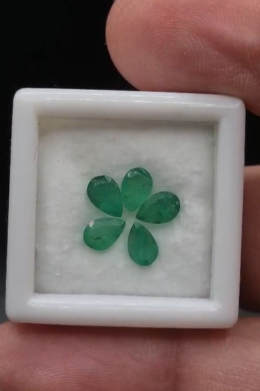 2.00ct 6x4mm 5pcs Lot Pear Natural Emerald