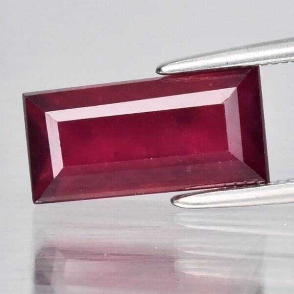 3.83ct Baguette Purplish Red Ruby Gemstone Mozambique (Heated Glass Filling)