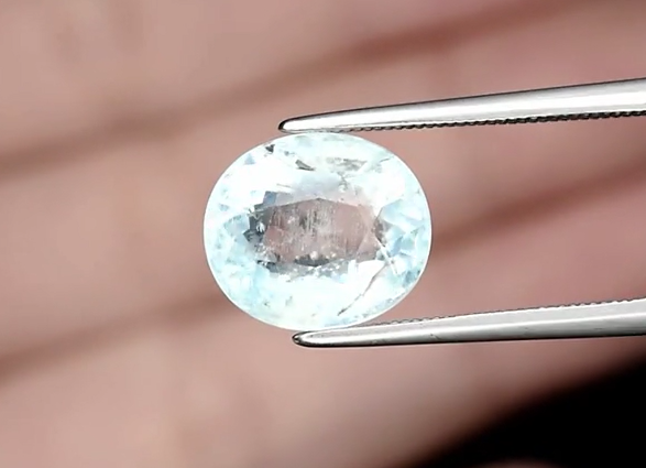 3.59ct 11x9.5mm Oval Natural Unheated Blue Aquamarine Gemstone, Brazil