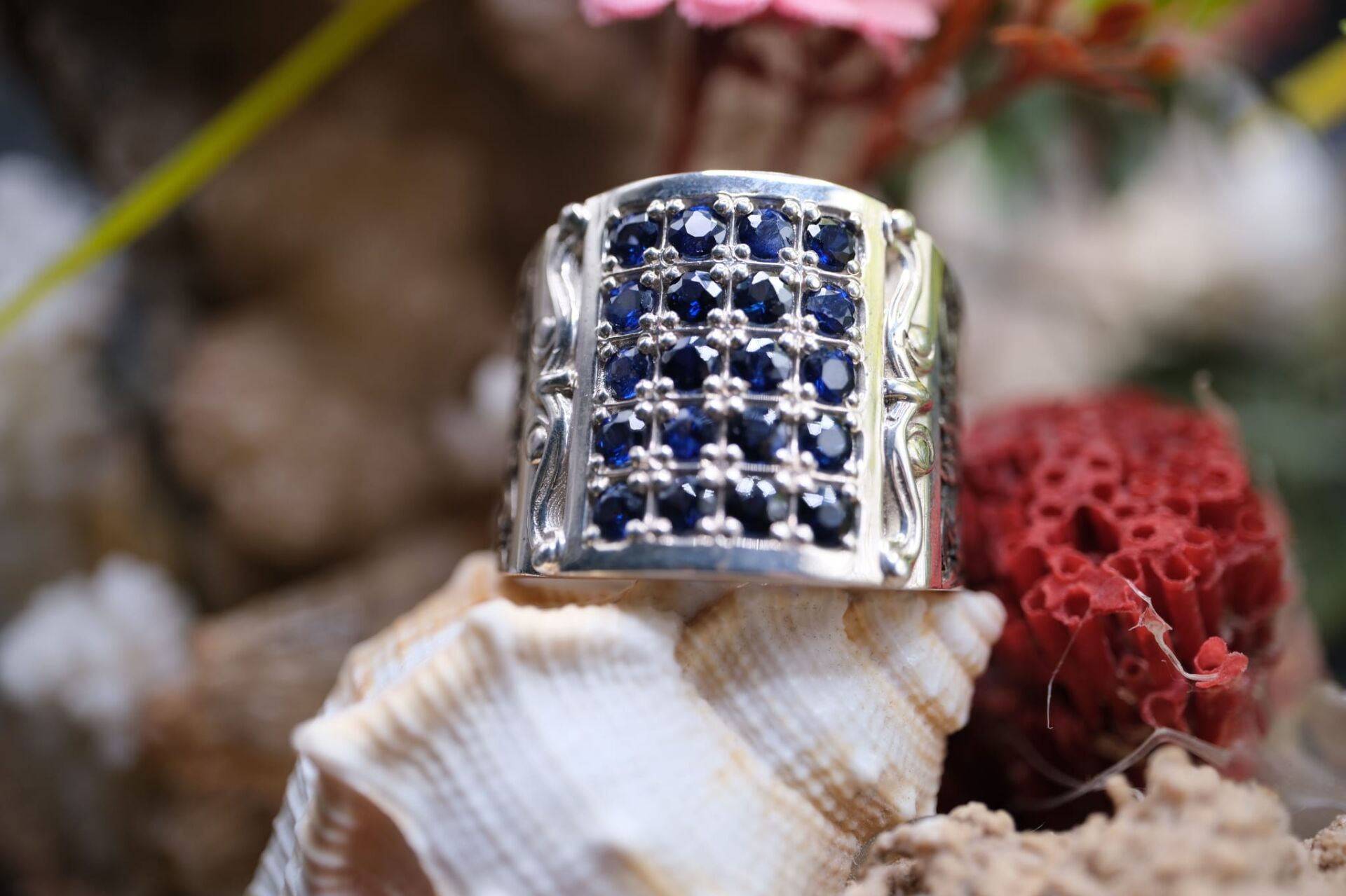 3.91ct Natural Green-Blue Safir (Heated) Taşlı Alaşımlı Kararmaz Gümüş Erkek Yüzük