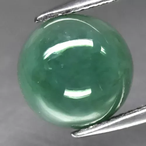 6.55ct 10.5mm Round Cabochon Natural Untreated Green Jade Gemstone, Myanmar