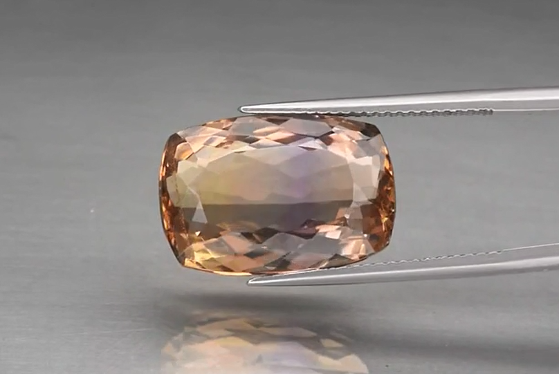 12.24ct 17x11.6mm VS Cushion Natural Untreated Yellow & Purple Ametrine, Brazil