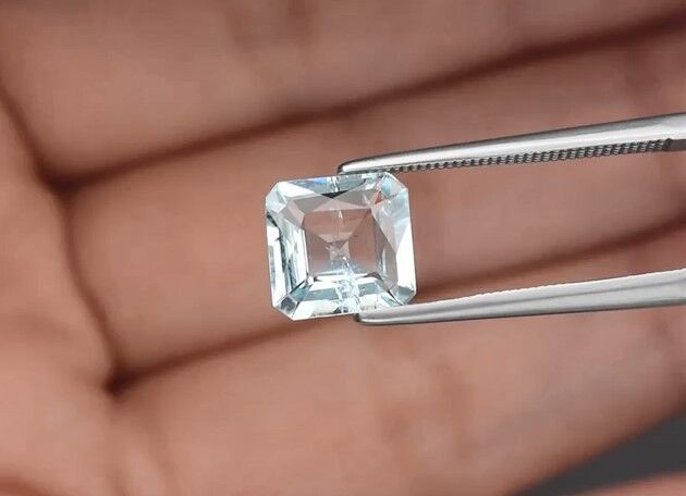 1.66ct 8x8mm Octagon Natural Greenish Blue Aquamarine Unheated Brazil