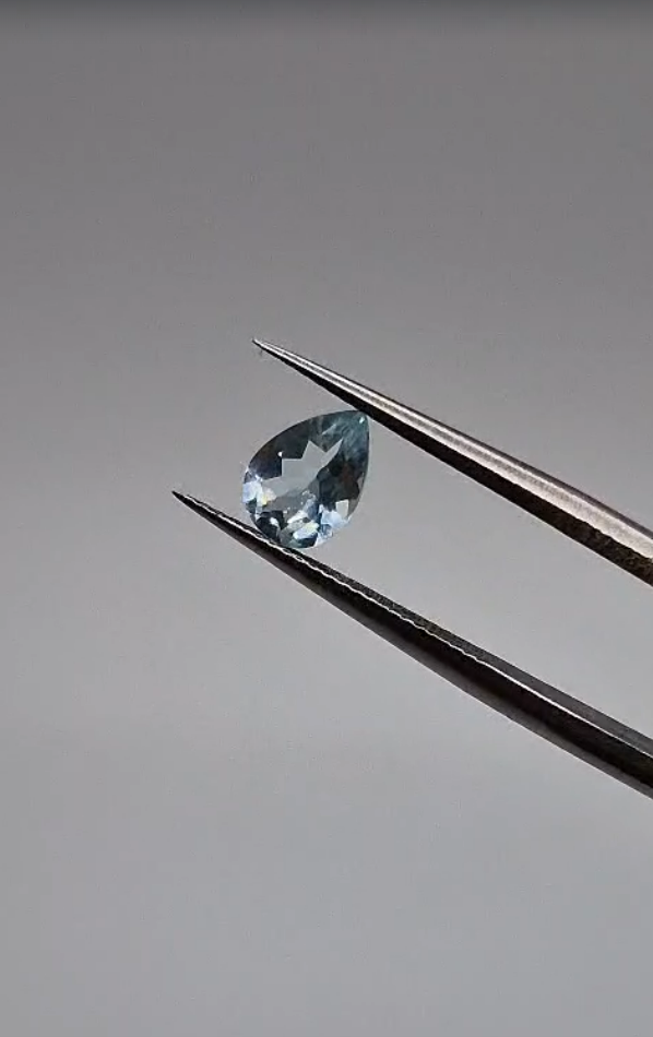 0.59ct 7x5.5mm Pear Natural Unheated Blue Aquamarine