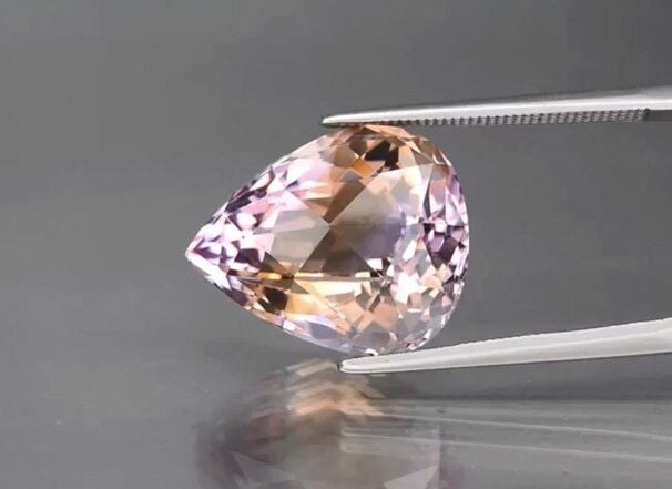 10.32ct 16.2x13.3mm VVS Pear Rose-Cut Natural Untreated Yellow & Purple Ametrine