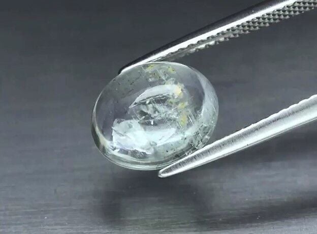 3.35ct 10.2x8.5mm Oval Cab Natural Unheated Light Greenish Blue Aquamarine