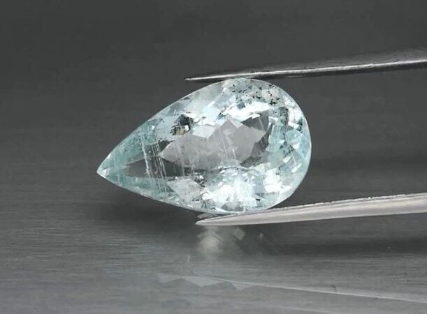 5.83ct 15.5x9.8mm Pear Natural Greenish Blue Aquamarine Unheated Brazil