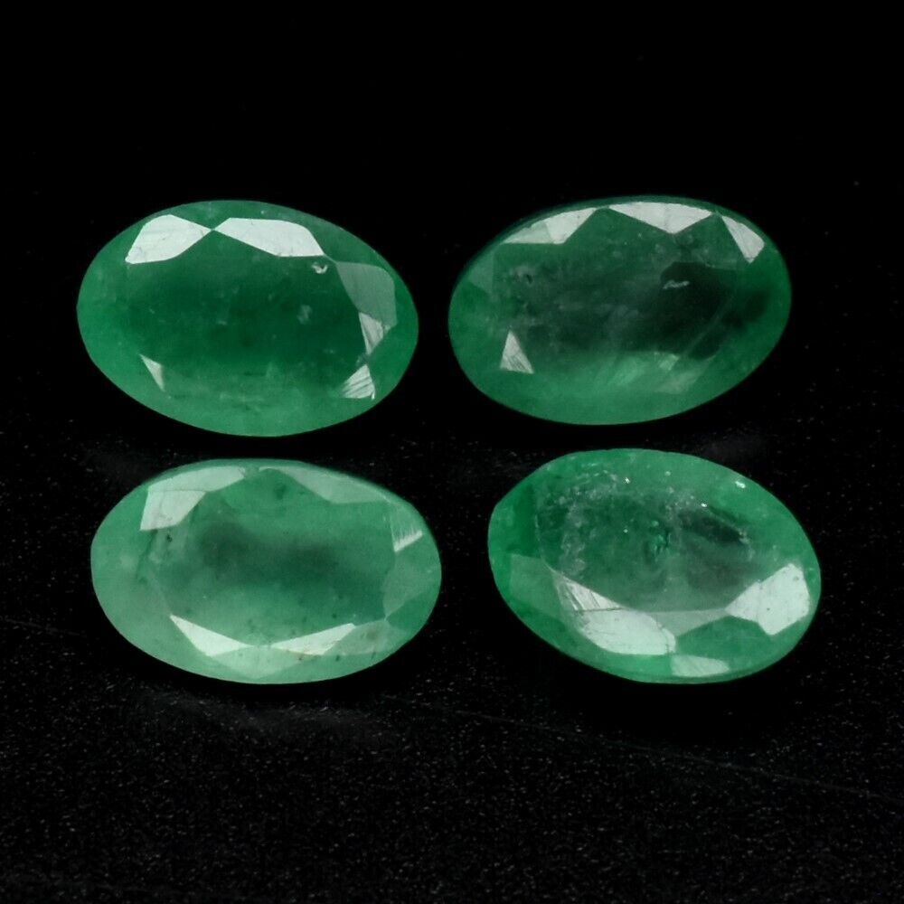 4pcs Lot 1.73ct t.w Oval Natural Green Emerald Gemstone, Colombia