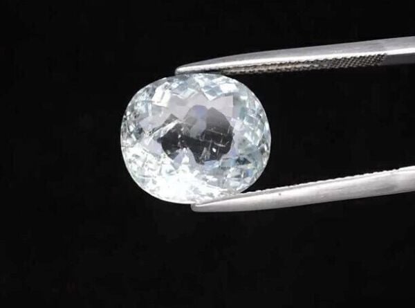 6.99ct 13.5x11.7mm Cushion Natural Unheated Light Greenish Blue Aquamarine