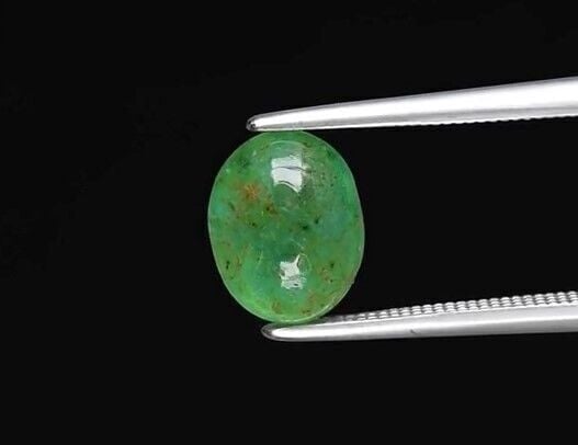 1.83ct 8.5x7mm Oval Cabochon Green Emerald Gemstone, Zambia