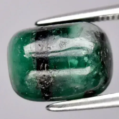 3.58ct 9.5x7mm Cushion Cabochon Green Emerald Gemstone, Zambia