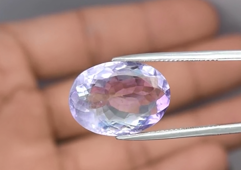 15.01ct 19x13.3mm Oval Natural Light Green-Purple Fluorite, Brazil