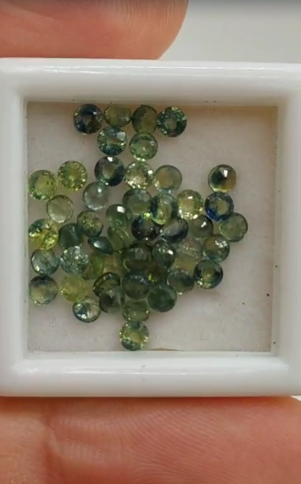 6.00ct/50pcs  2.7mm Round Natural Blue Green Sapphire Heated , Australia