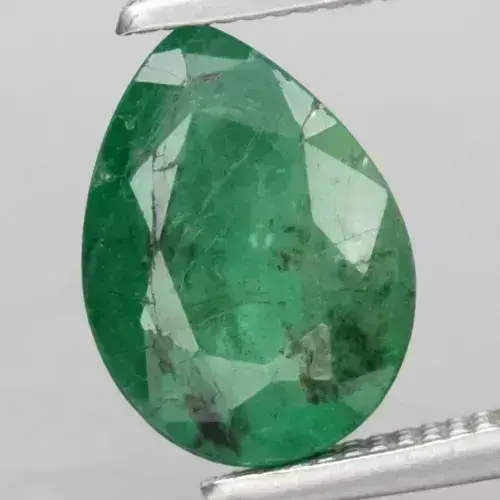 1.29ct 8.3x6mm Pear Green Emerald Gemstone, Zambia