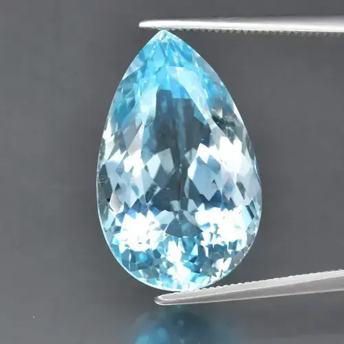 12.82ct 18.4x11.6mm VVS Pear Natural Swiss Blue Topaz, Brazil