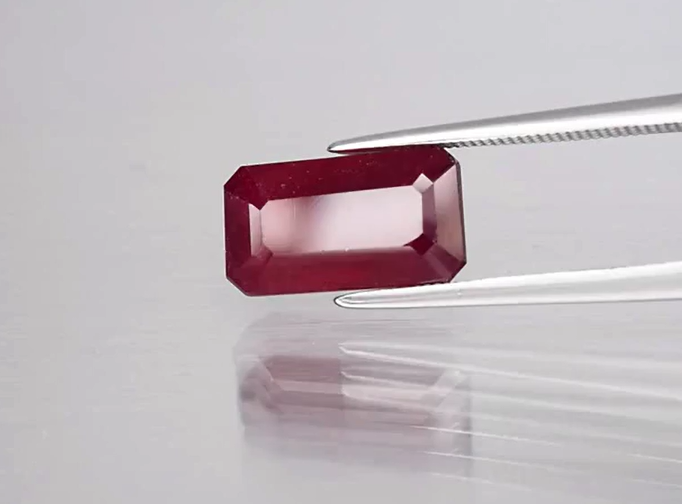 6.01ct 12.5x7mm Octagon Red Ruby Gemstone Mozambique (Heated Glass Filling)
