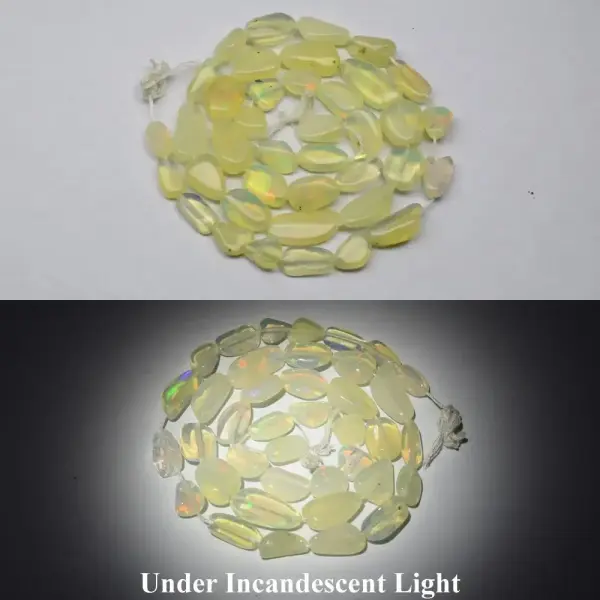 33.65ct t.w 39pc Lot  Natural White Opal - Color Flash, Gems Strand Bead 14.5''