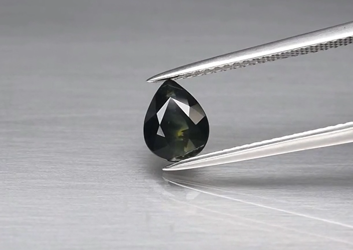 1.08ct 7.2x5.6mm Pear Bluish Green Sapphire Australia, Heated