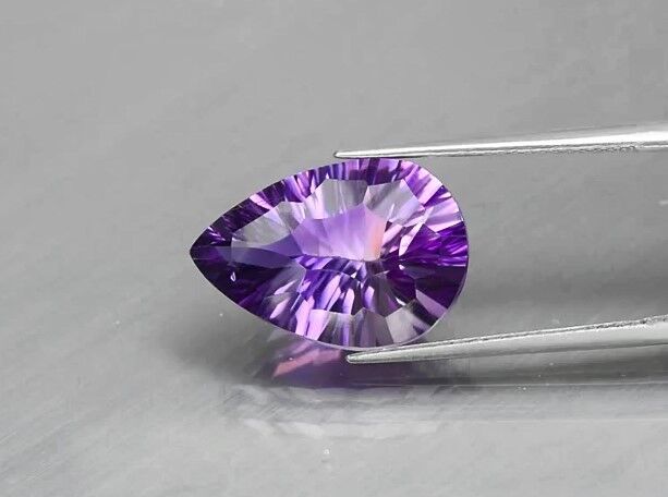 8.18ct 17.5x12mm VVS Pear Concave Natural Unheated Purple Amethyst, Uruguay