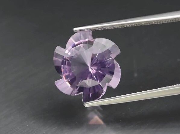 4.74ct 11x11mm VVS Fancy Natural Unheated Lavender Amethyst Brazil, Delightful!