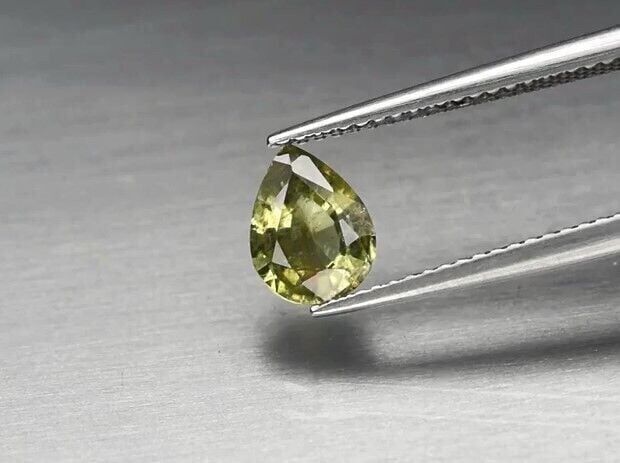 1.28ct 7.8x6mm Pear Green Sapphire Unheated Tanzania