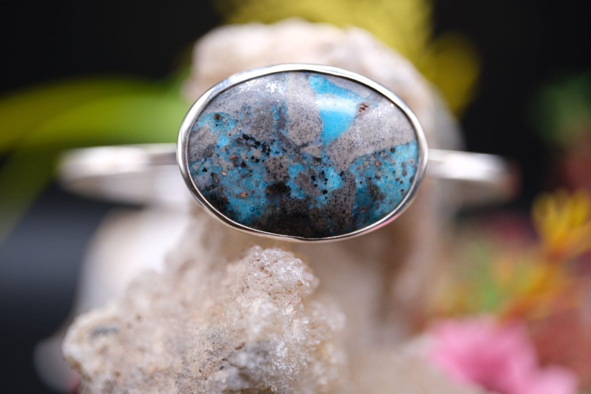 14.13gr Natural İran Firuze Taşlı 925 Ayar Bileklik