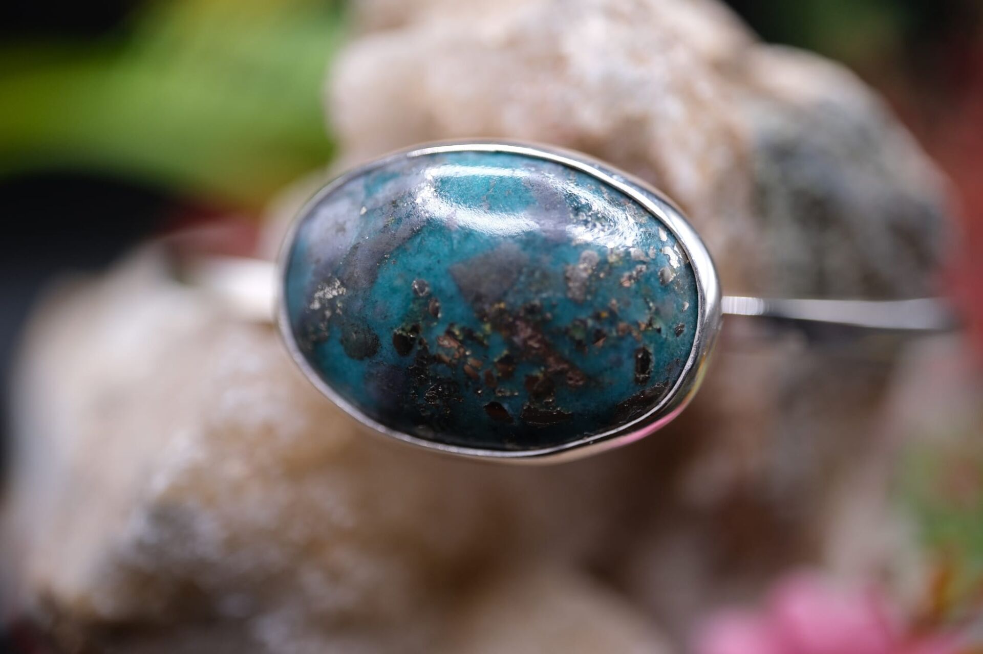 14.01gr Natural İran Firuze Taşlı 925 Ayar Bileklik