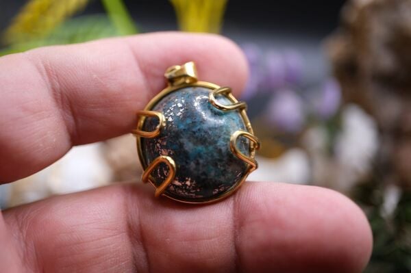 12.85gr Natural İran Firuze Taşlı 925 Ayar Gümüş Kolye