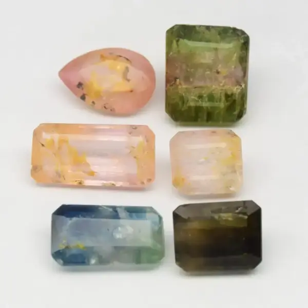 12.39ct t.w 6pcs Lot  Pear & Octagon Natural Tourmaline - Unheated Africa Gems