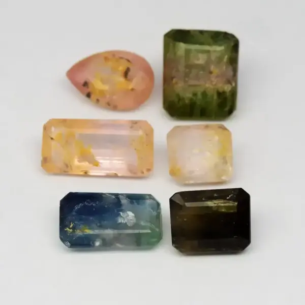 12.39ct t.w 6pcs Lot  Pear & Octagon Natural Tourmaline - Unheated Africa Gems