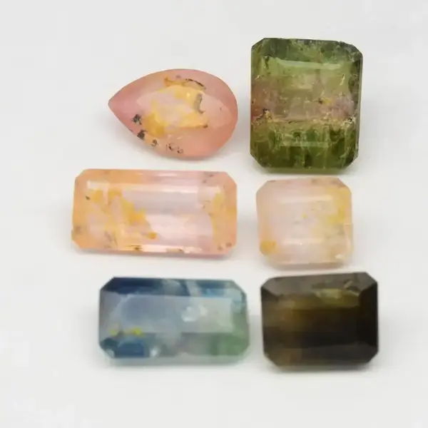12.39ct t.w 6pcs Lot  Pear & Octagon Natural Tourmaline - Unheated Africa Gems
