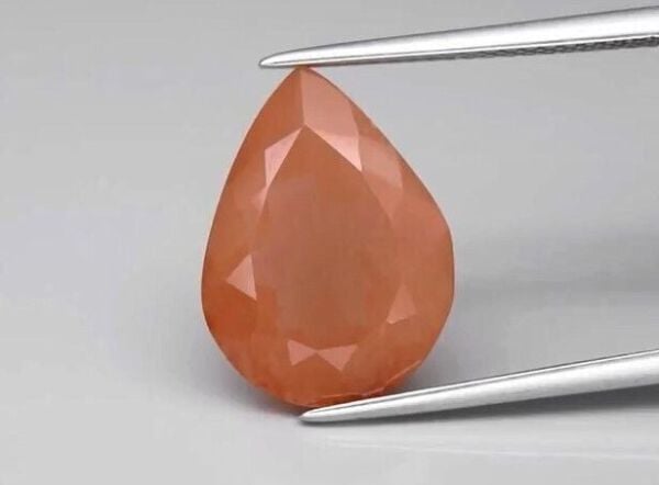 5.49ct 14.5x11mm Pear Natural Orange Andesine, Africa