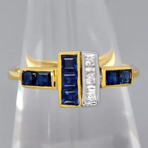 1.05ct Safir ve 0.03ct G/SI Pırlantalı 14 Ayar Altın Yüzük