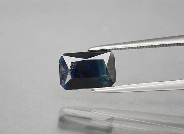 1.96ct 10x6.7mm Octagon Green-Deep Blue Sapphire Australia, Heated