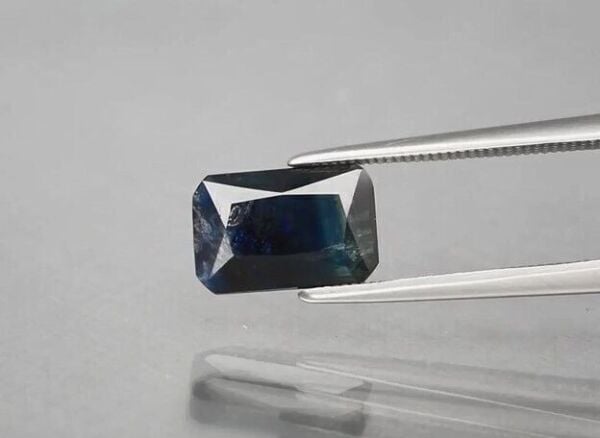 1.96ct 10x6.7mm Octagon Green-Deep Blue Sapphire Australia, Heated