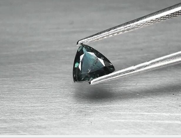 0.97ct 6.5x6.3mm Trillion Bluish Green Sapphire Nigeria, Heated