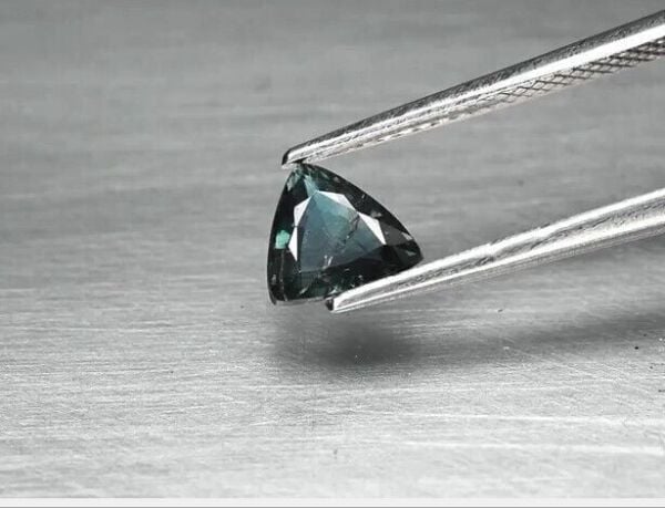 0.97ct 6.5x6.3mm Trillion Bluish Green Sapphire Nigeria, Heated