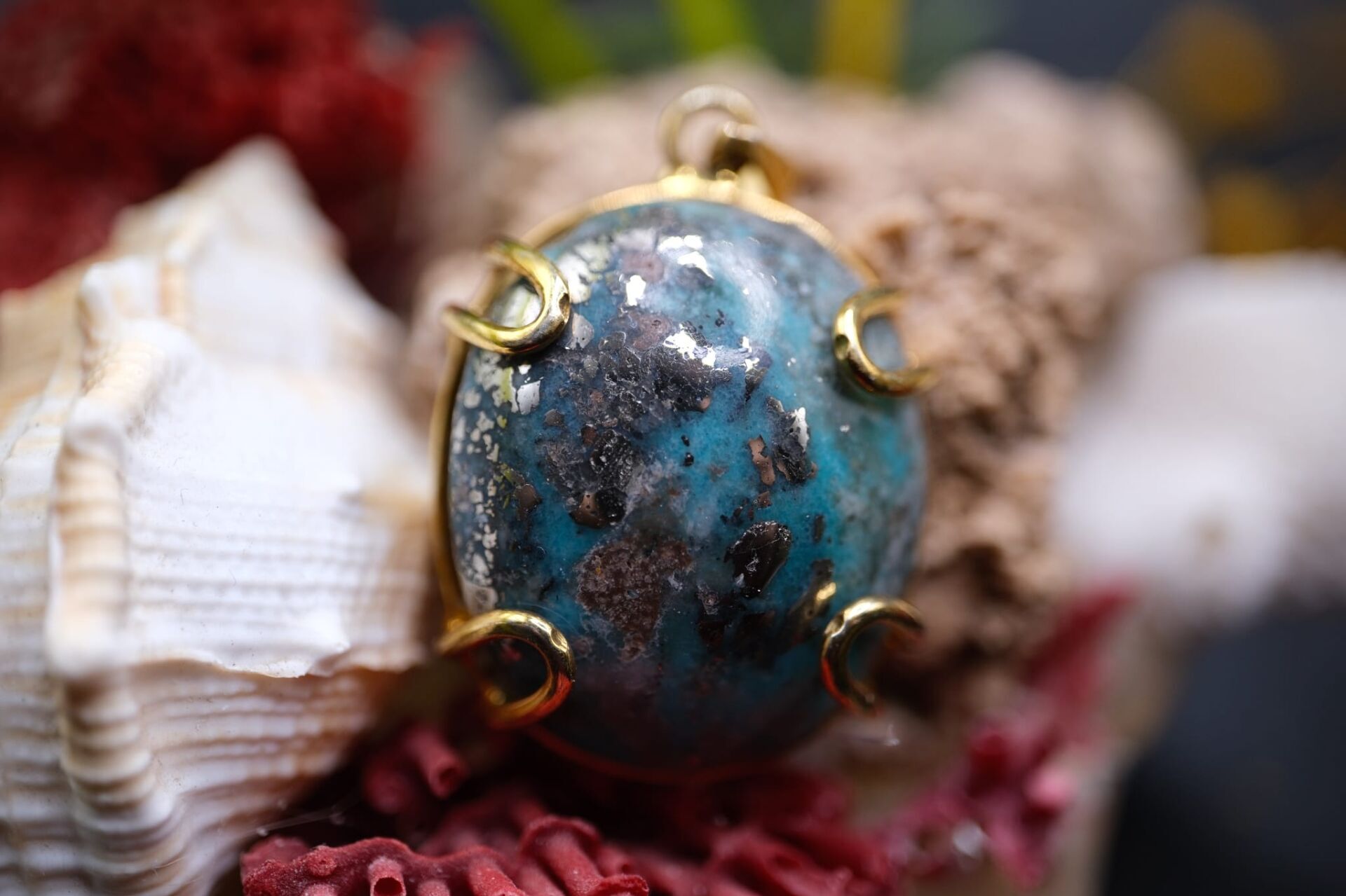 14.06 Gram 925 Ayar Gümüş  Natural Turkuaz Kolye Ucu