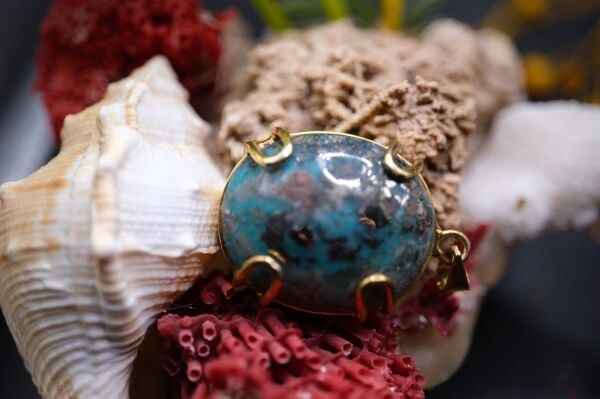 14.06 Gram 925 Ayar Gümüş  Natural Turkuaz Kolye Ucu